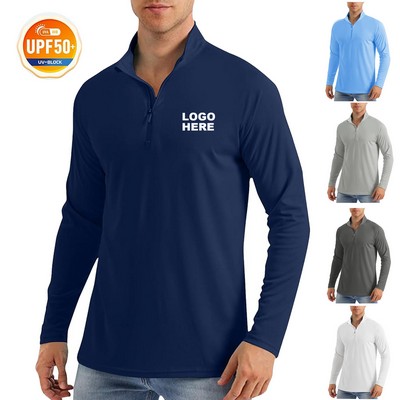 Men's Quick Dry Performance Pullover UPF 50+ Quarter Zip Long Sleeve Sun Protection Shirt